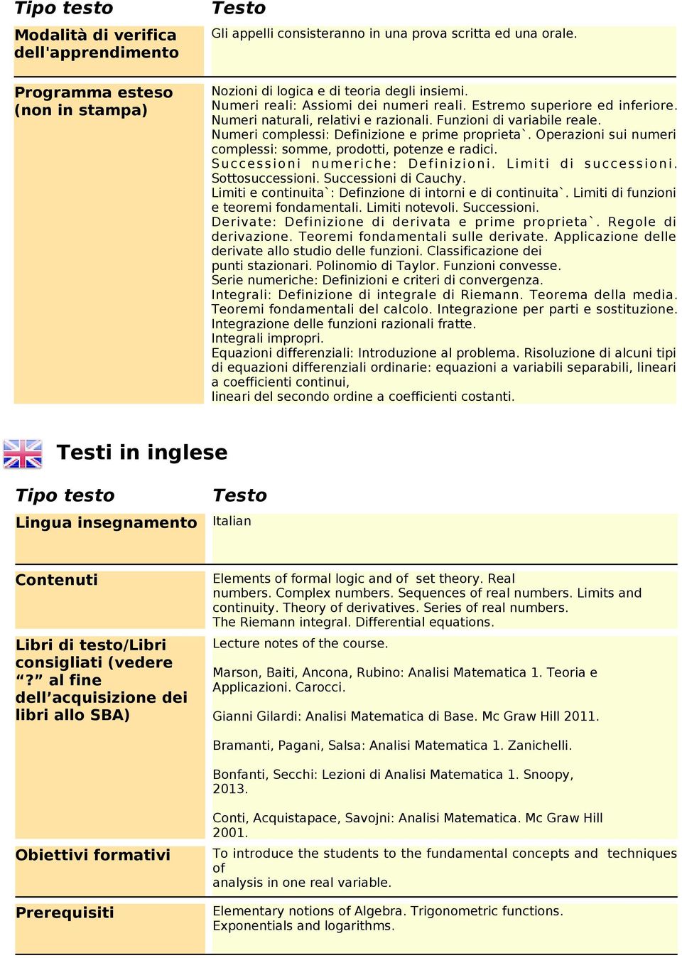 Operazioni sui numeri complessi: somme, prodotti, potenze e radici. Successioni numeriche: Definizioni. Limiti di successioni. Sottosuccessioni. Successioni di Cauchy.