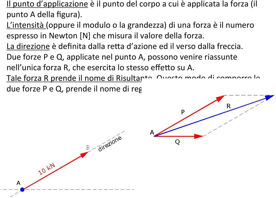 La direzione è definita dalla reoa d azione ed il verso dalla freccia.