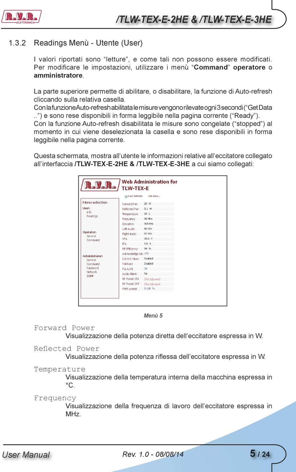 La parte superiore permette di abilitare, o disabilitare, la funzione di Auto-refresh cliccando sulla relativa casella.