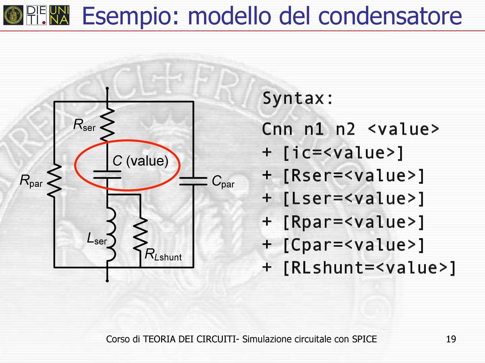 [Rser=<value>] + [Lser=<value>] + [Rpar=<value>] + [Cpar=<value>] +