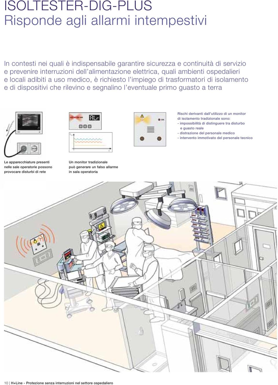 dall utilizzo di un monitor di isolamento tradizionale sono: - impossibilità di distinguere tra disturbo e guasto reale - distrazione del personale medico - intervento immotivato del personale