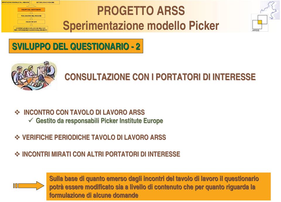 PORTATORI DI INTERESSE Sulla base di quanto emerso dagli incontri del tavolo di lavoro il questionario