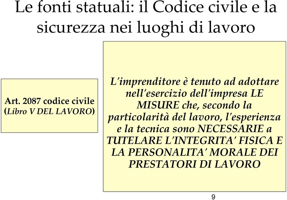 nell'esercizio dell'impresa LE MISURE che, secondo la particolarità del lavoro,