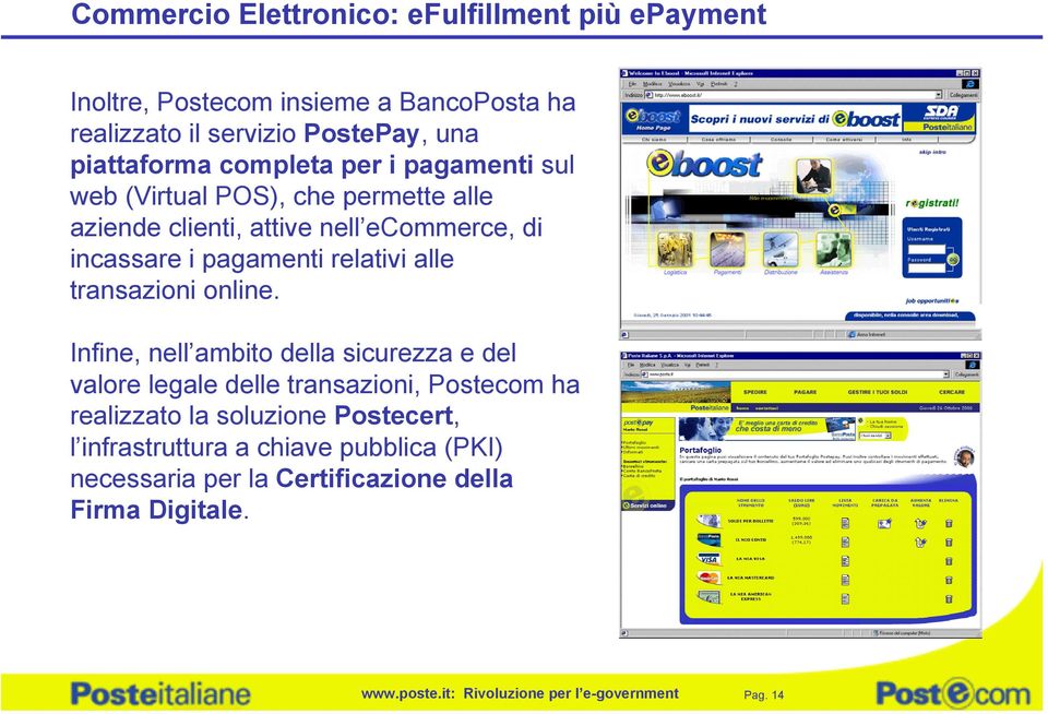 pagamenti relativi alle transazioni online.