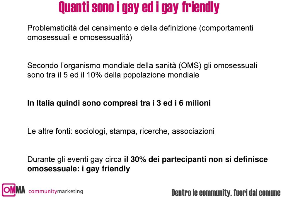 popolazione mondiale In Italia quindi sono compresi tra i 3 ed i 6 milioni Le altre fonti: sociologi, stampa,