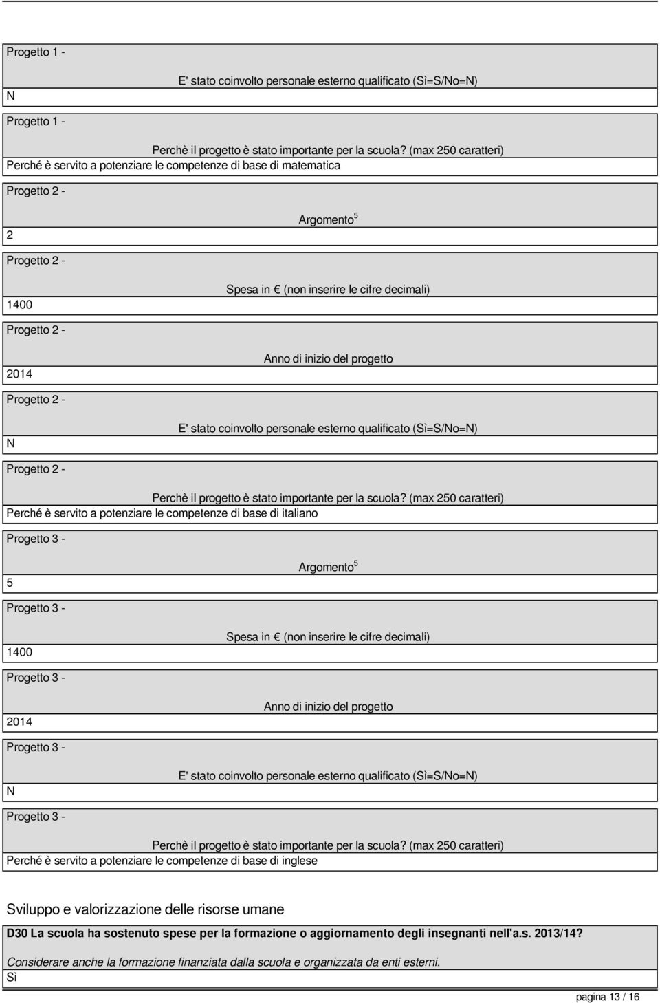 del progetto Progetto 2 - N E' stato coinvolto personale esterno qualificato (=S/No=N) Progetto 2 - Perchè il progetto è stato importante per la scuola?