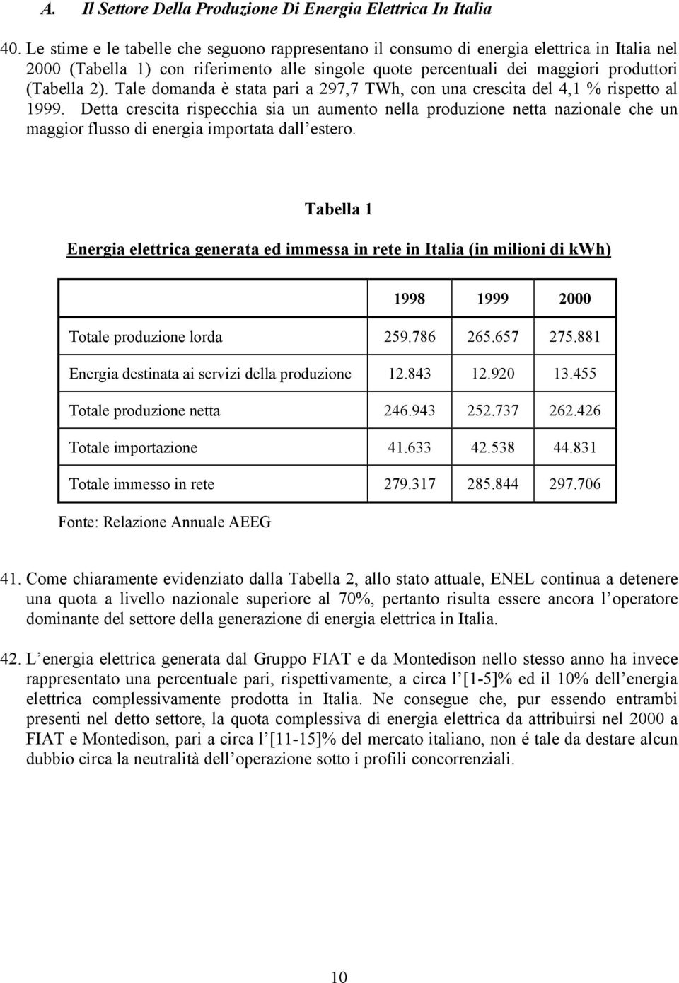 Tale domanda è stata pari a 297,7 TWh, con una crescita del 4,1 % rispetto al 1999.