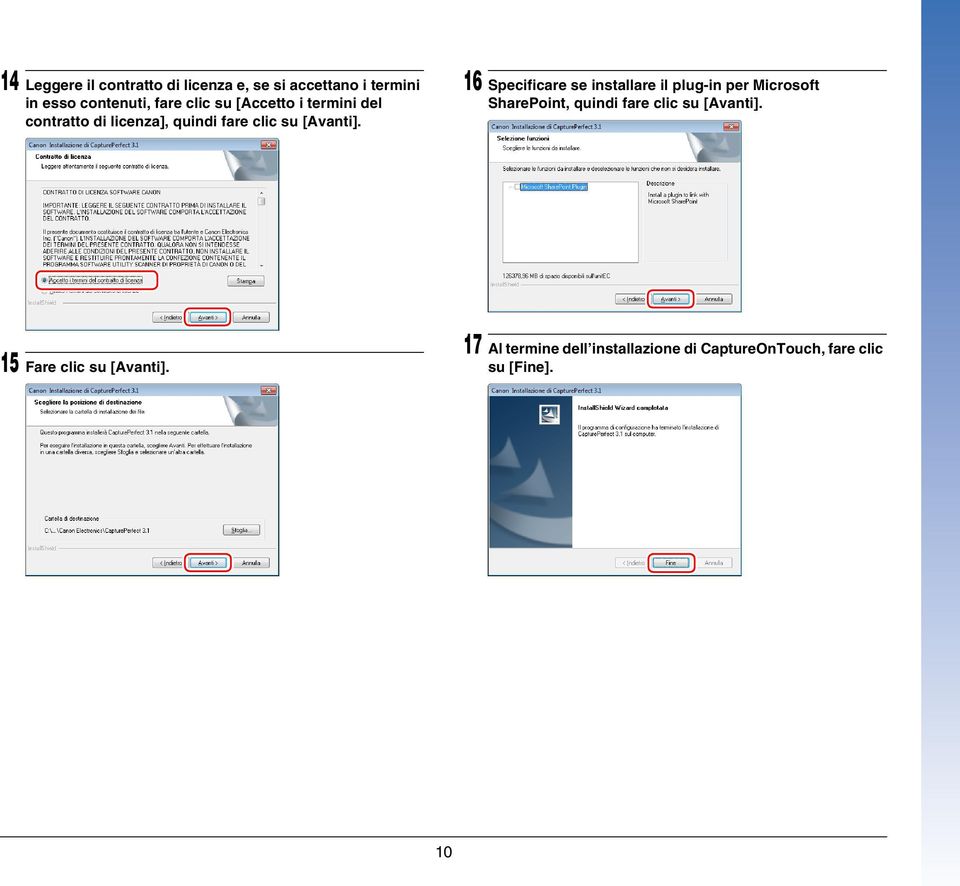 16 Specificare se installare il plug-in per Microsoft SharePoint, quindi fare clic su