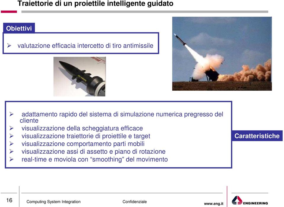 visualizzazione traiettorie di proiettile e target visualizzazione comportamento parti mobili visualizzazione assi di