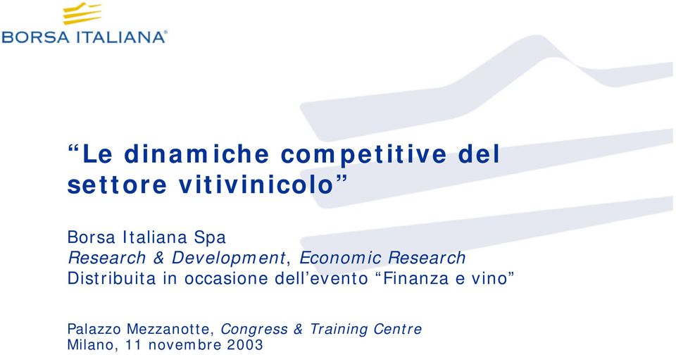 Research Distribuita in occasione dell evento