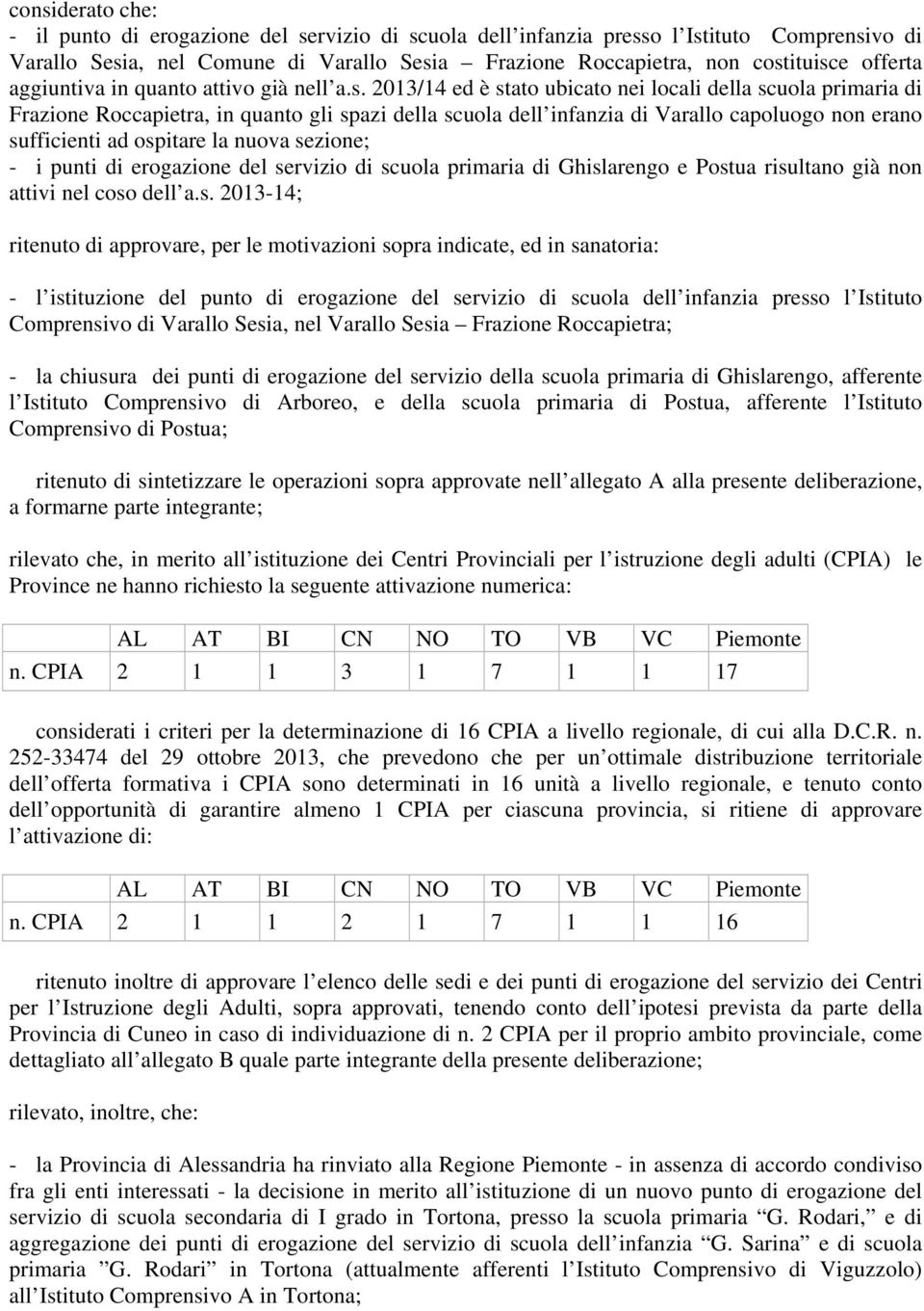 2013/14 ed è stato ubicato nei locali della scuola primaria di Frazione Roccapietra, in quanto gli spazi della scuola dell infanzia di Varallo capoluogo non erano sufficienti ad ospitare la nuova