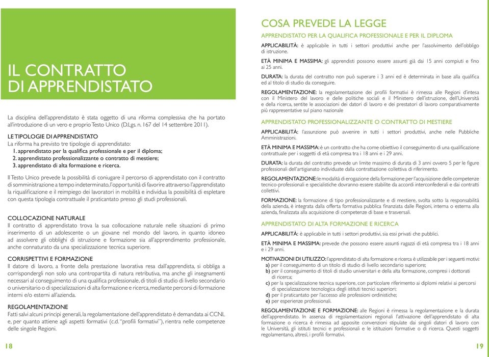 apprendistato professionalizzante o contratto di mestiere; 3. apprendistato di alta formazione e ricerca.