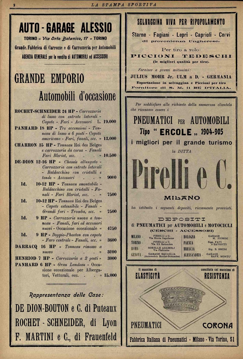 Capte - Fa - Acss L. 19. PANARD 18 P - Tre acnsini - Tnneau di luss a 6 psti - Capte amecana - Fa, fanali, ecc. «13. CARRON 15 P - Tnneau Ri des Belges e carrzzea da crsa - Fanali Fa Blet, ecc...» 1.