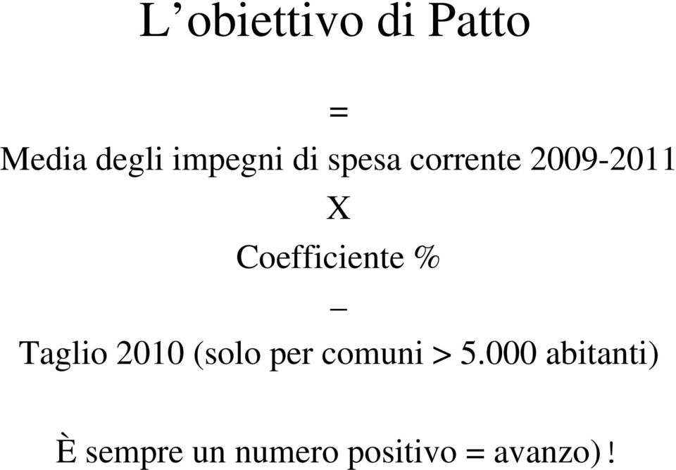 % Taglio 2010 (solo per comuni > 5.