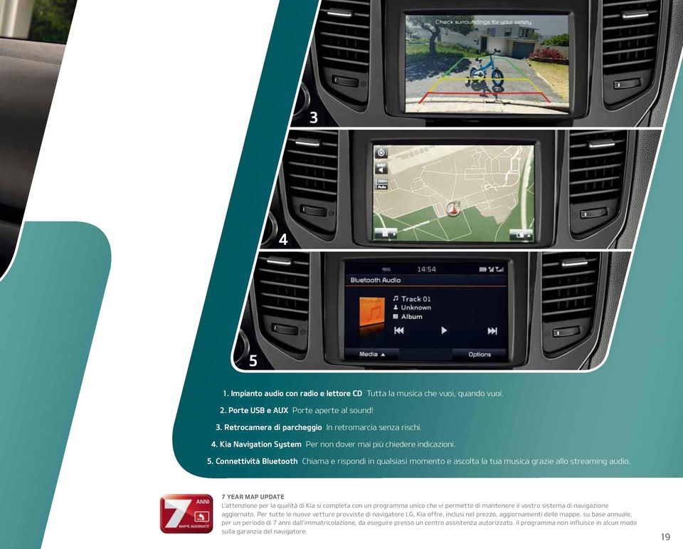 Per tutte le nuove vetture provviste di navigatore LG, Kia offre, inclusi nel prezzo, aggiornamenti delle mappe, su