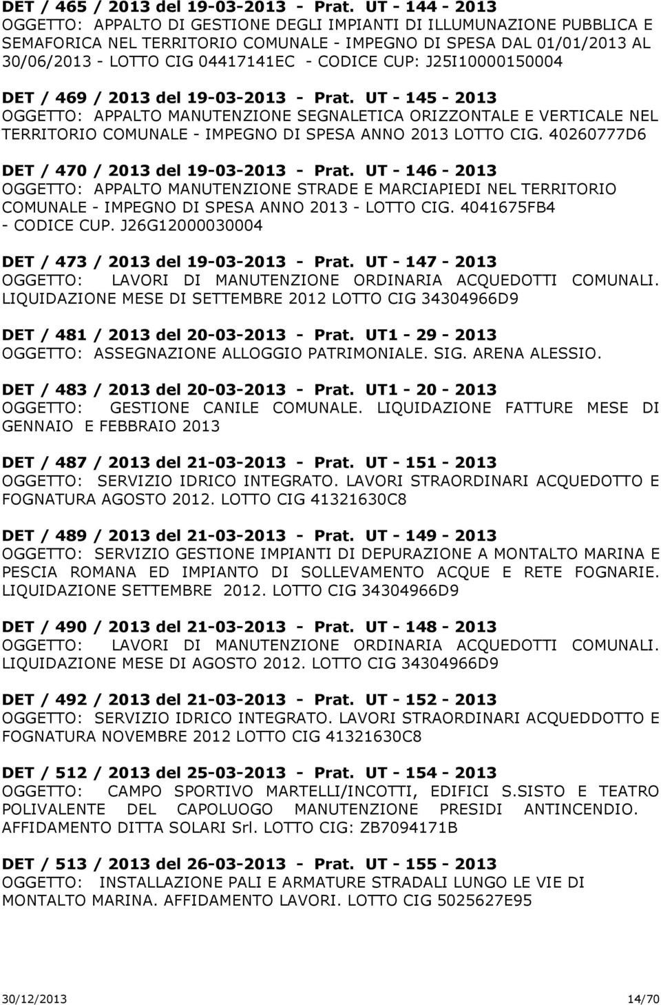 CODICE CUP: J25I10000150004 DET / 469 / 2013 del 19-03-2013 - Prat.