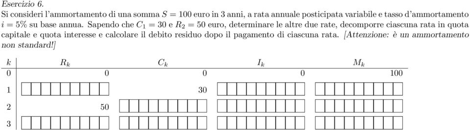 d ammortamento i = 5% su base annua.