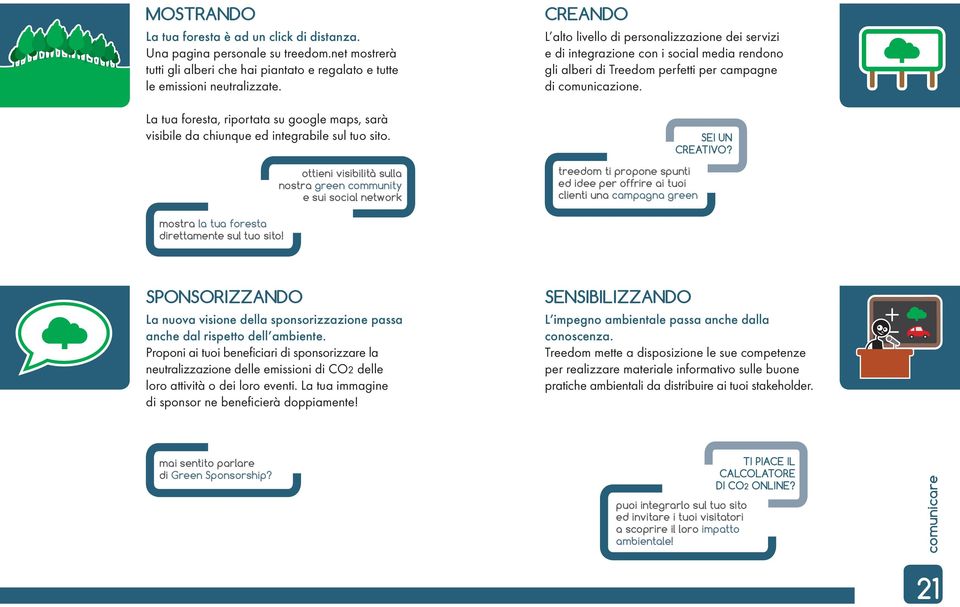 ottieni visibilità sulla nostra green community e sui social network CREANDO L alto livello di personalizzazione dei servizi e di integrazione con i social media rendono gli alberi di Treedom