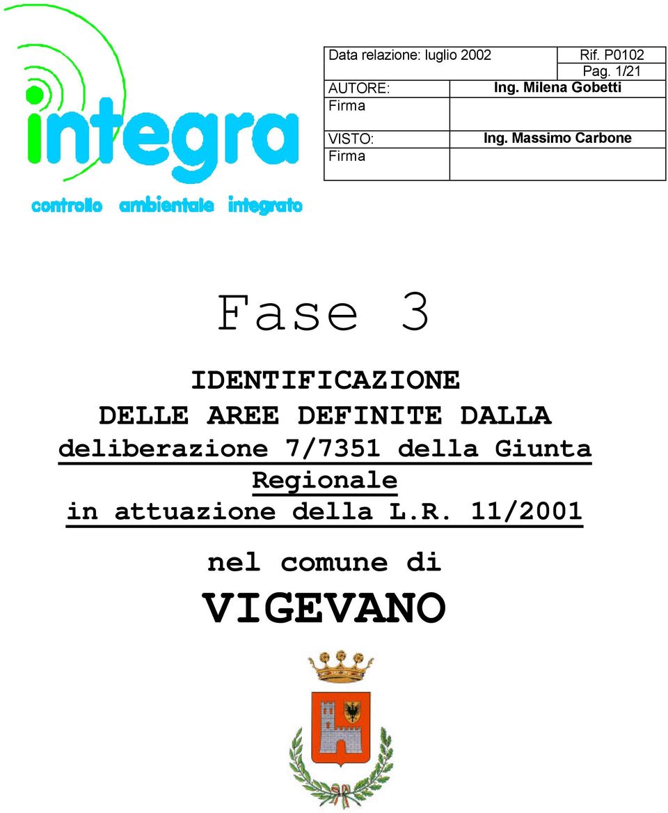 Massimo Carbone Fase 3 IDENTIFICAZIONE DELLE AREE DEFINITE DALLA