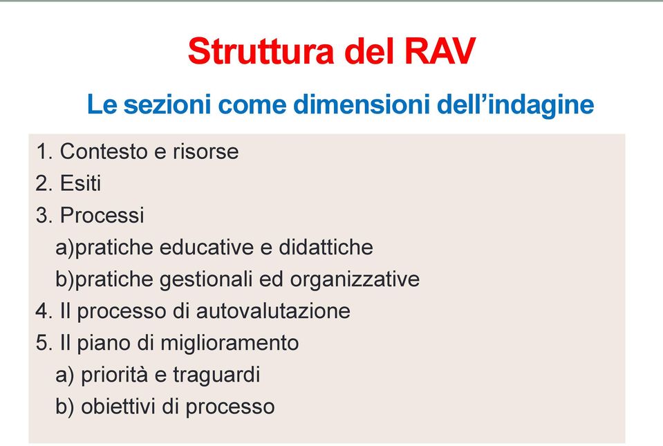 Processi a)pratiche educative e didattiche b)pratiche gestionali ed