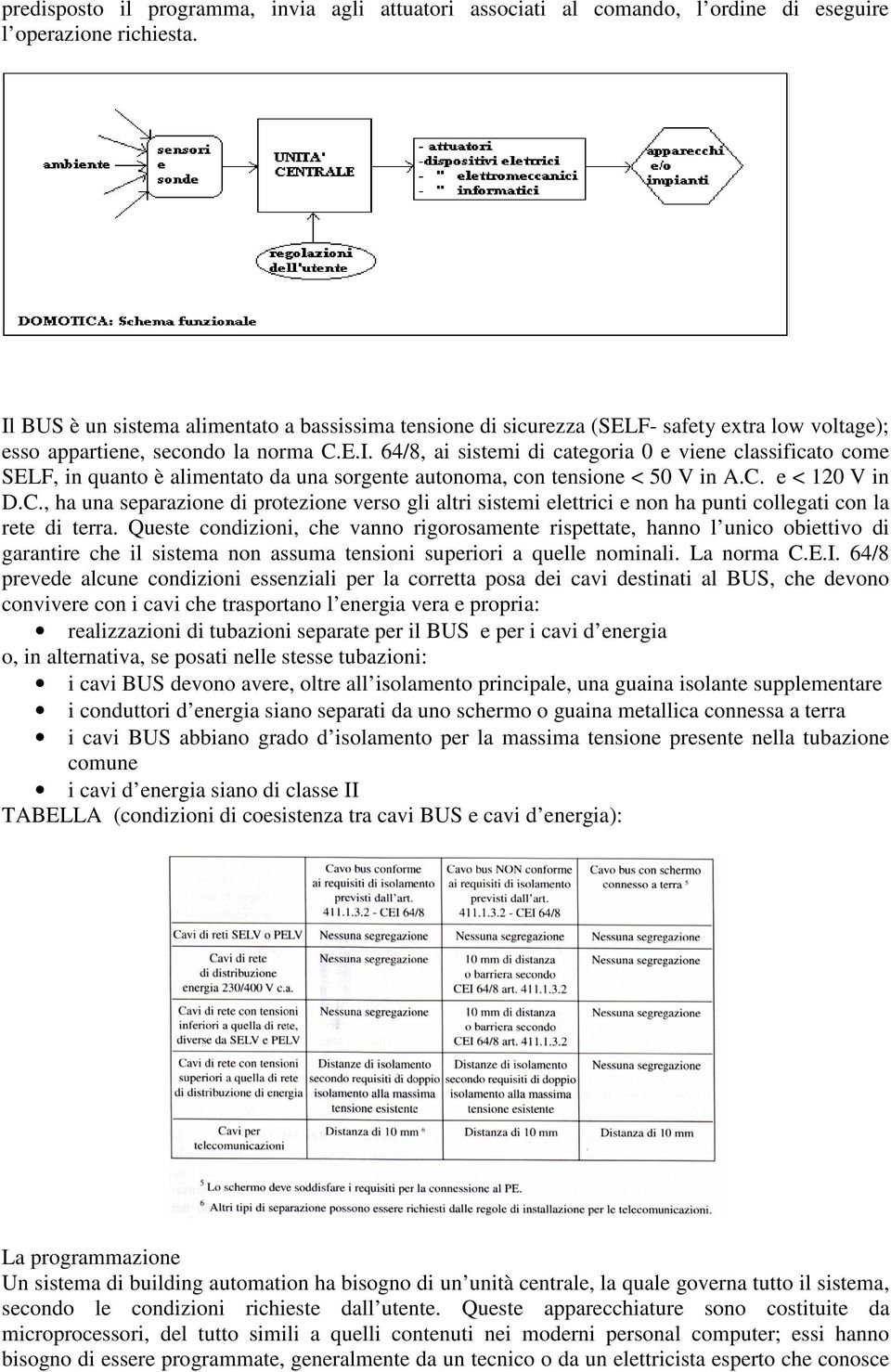 C. e < 120 V in D.C., ha una separazione di protezione verso gli altri sistemi elettrici e non ha punti collegati con la rete di terra.