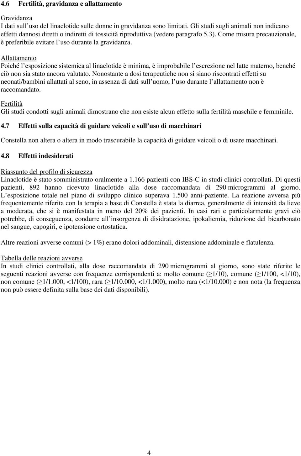 Allattamento Poiché l esposizione sistemica al linaclotide è minima, è improbabile l escrezione nel latte materno, benché ciò non sia stato ancora valutato.