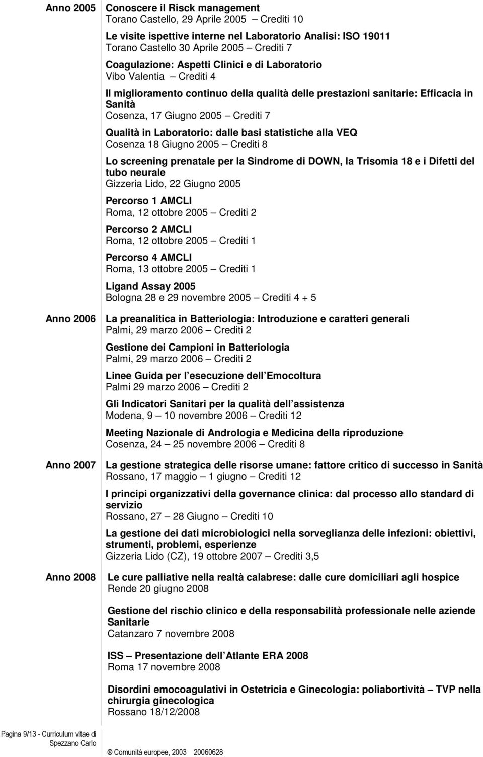 Qualità in Laboratorio: dalle basi statistiche alla VEQ Cosenza 18 Giugno 2005 Crediti 8 Lo screening prenatale per la Sindrome di DOWN, la Trisomia 18 e i Difetti del tubo neurale Gizzeria Lido, 22