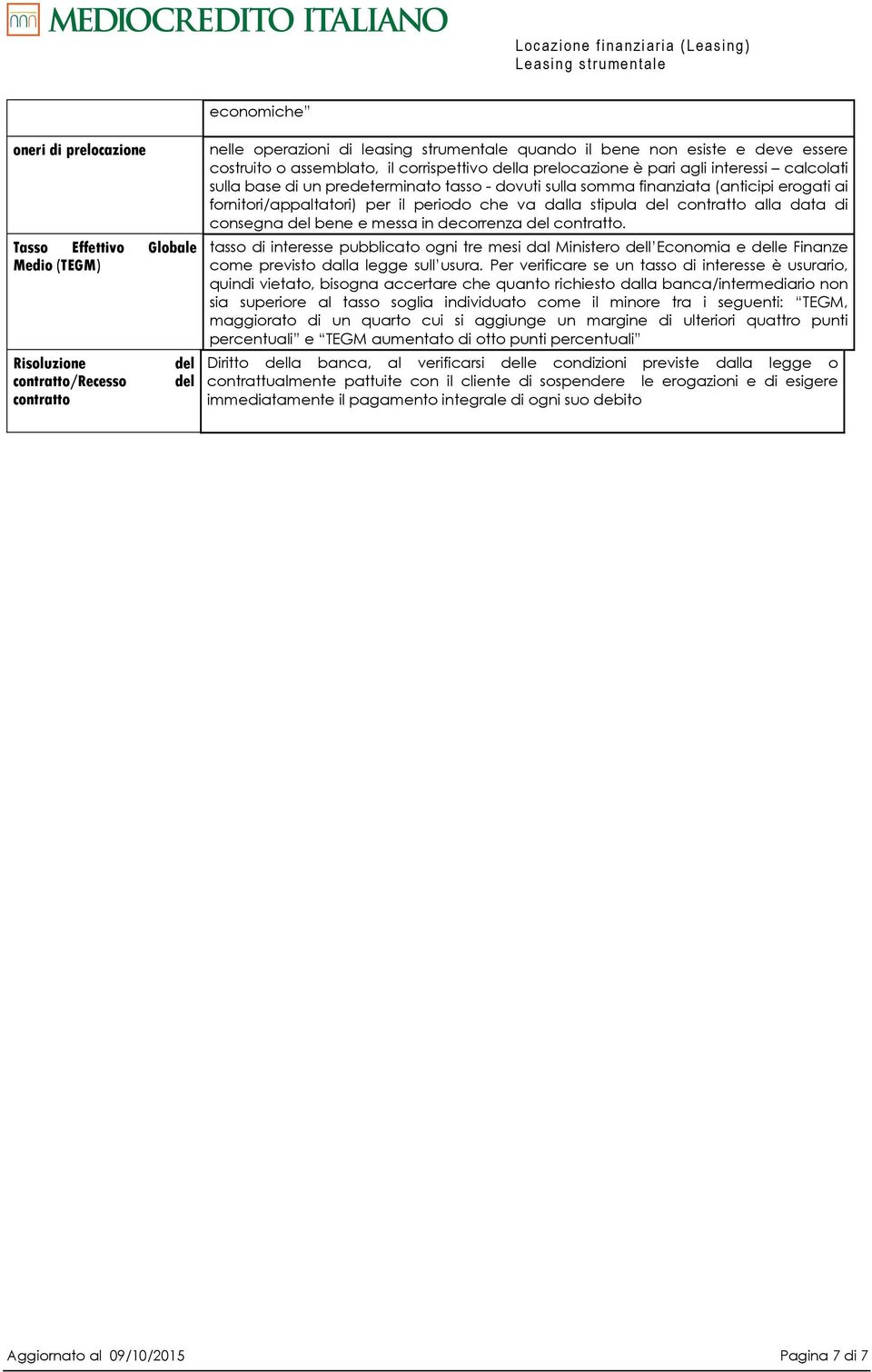 fornitori/appaltatori) per il periodo che va dalla stipula del contratto alla data di consegna del bene e messa in decorrenza del contratto.