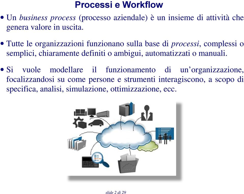 Tutte le organizzazioni funzionano sulla base di processi, complessi o semplici, chiaramente definiti o