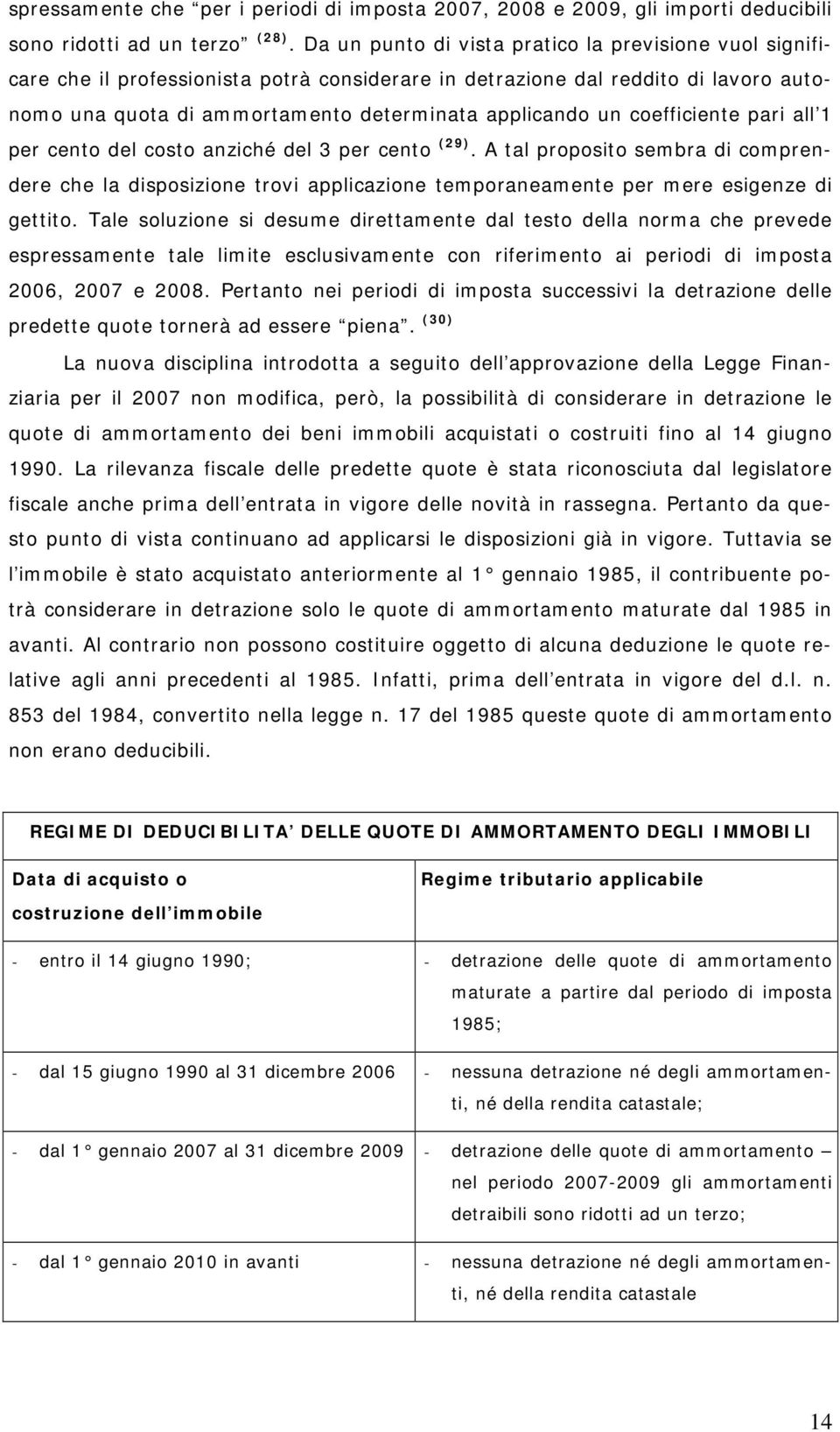 coefficiente pari all 1 per cento del costo anziché del 3 per cento (29). A tal proposito sembra di comprendere che la disposizione trovi applicazione temporaneamente per mere esigenze di gettito.