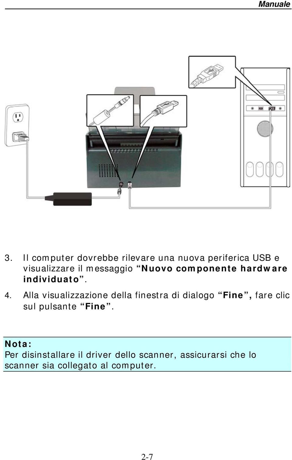 messaggio Nuovo componente hardware individuato. 4.