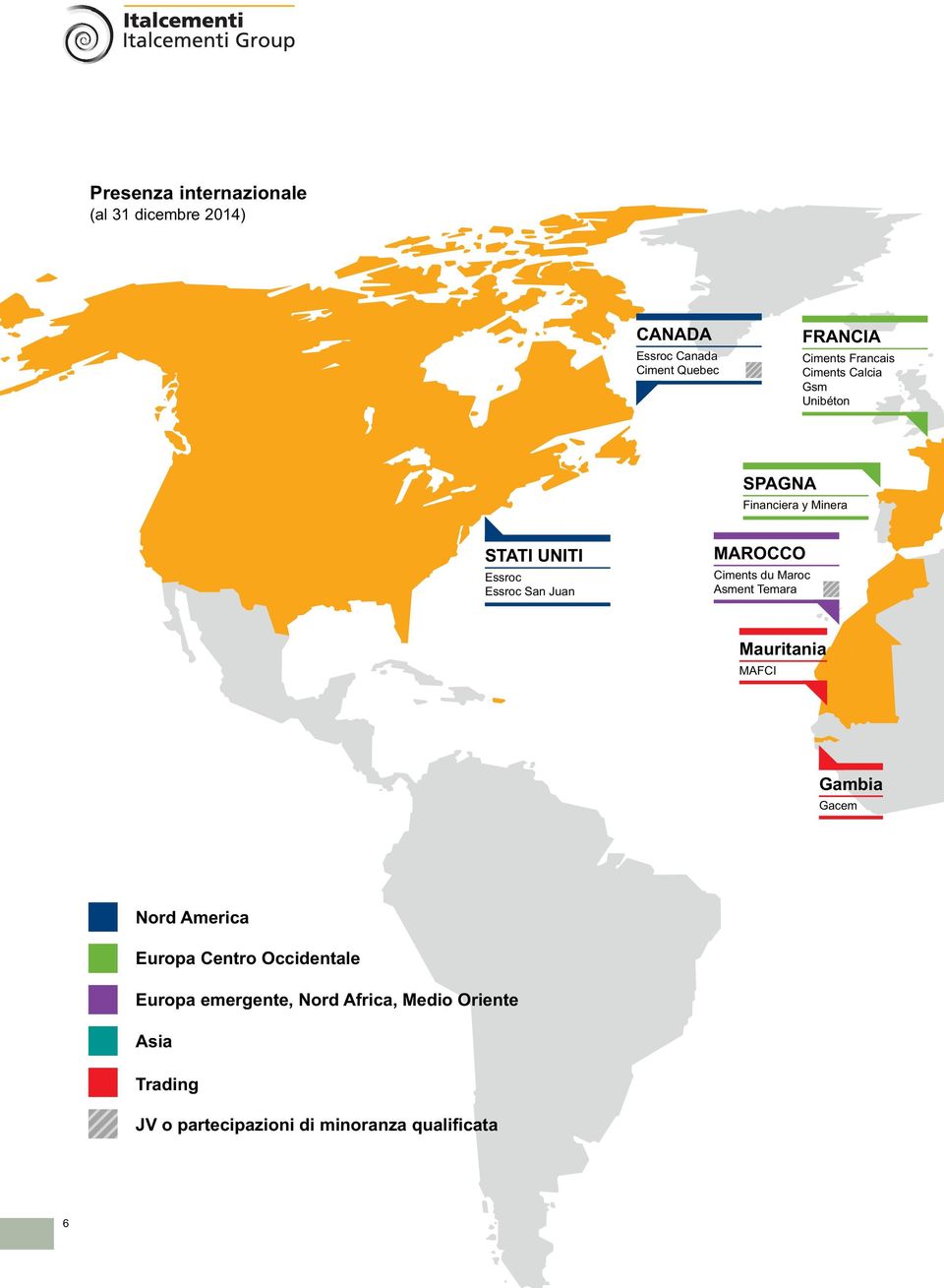 MAROCCO Ciments du Maroc Asment Temara Mauritania MAFCI Gambia Gacem Nord America Europa Centro