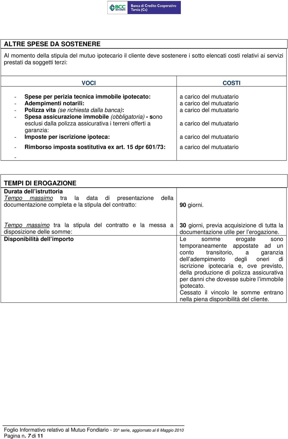 offerti a garanzia: - Imposte per iscrizione ipoteca: - Rimborso imposta sostitutiva ex art.