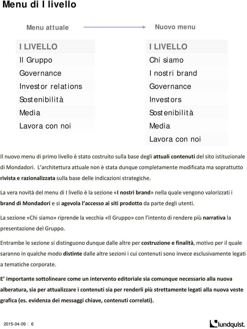 L architettura attuale non è stata dunque completamente modificata ma soprattutto rivista e razionalizzata sulla base delle indicazioni strategiche.