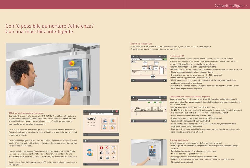 È possibile scegliere il comando ottimale tra tre versioni: 3,0 m/ Pain au chocolat 2,5% 2,5% 0,0% 3,07 m/ ZG1 3,00 m/ ZG2 0,0% 3,00 m/ Touchscreen RCC Il touchscreen RCC consente di comandare la