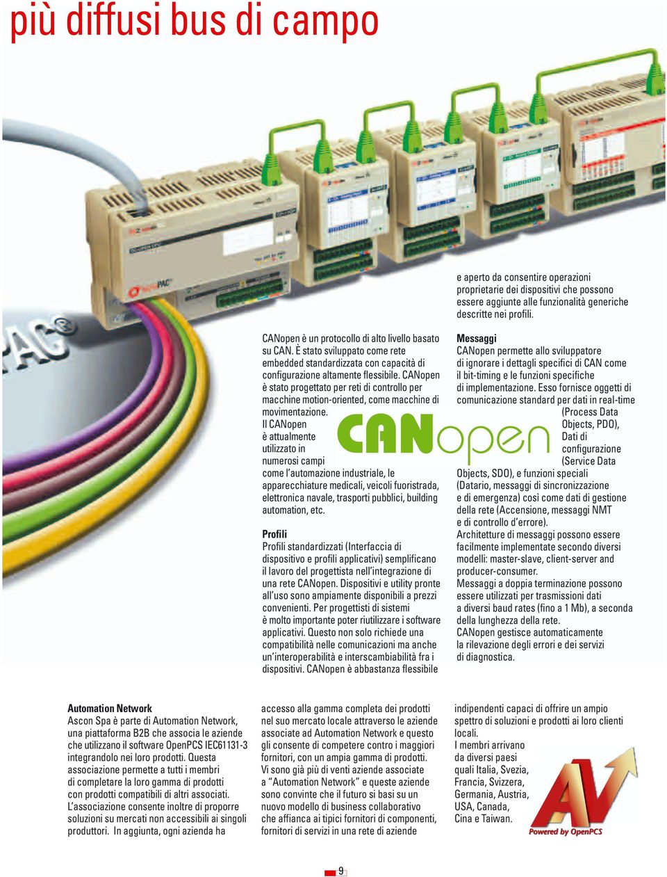 CANopen è stato progettato per reti di controllo per macchine motion-oriented, come macchine di movimentazione.