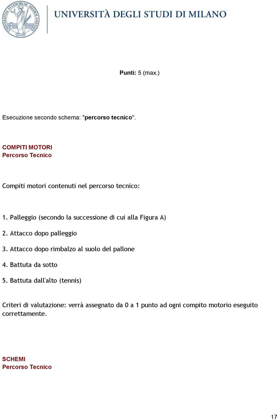 Palleggio (secondo la successione di cui alla Figura A) 2. Attacco dopo palleggio 3.