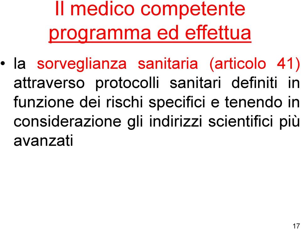 protocolli sanitari definiti in funzione dei rischi