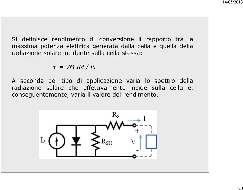 η=vmim/pi A seconda del tipo di applicazione varia lo spettro della radiazione solare