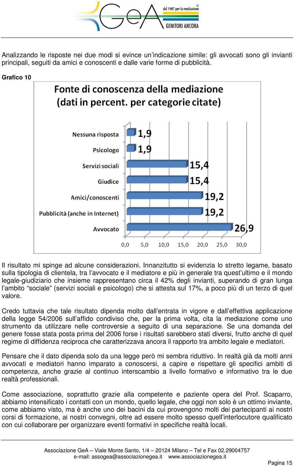 Innanzitutto si evidenzia lo stretto legame, basato sulla tipologia di clientela, tra l avvocato e il mediatore e più in generale tra quest ultimo e il mondo legale-giudiziario che insieme