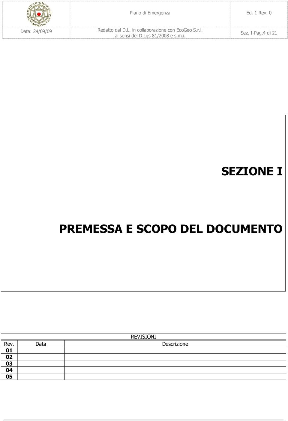 E SCOPO DEL DOCUMENTO