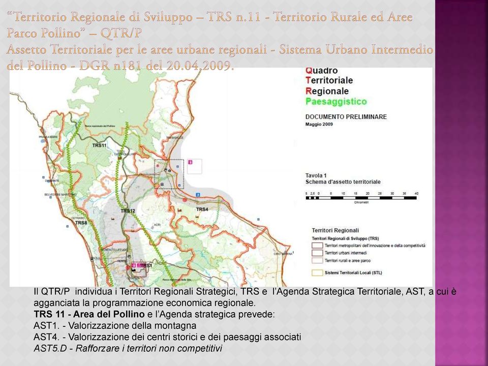TRS 11 - Area del Pollino e l Agenda strategica prevede: AST1.