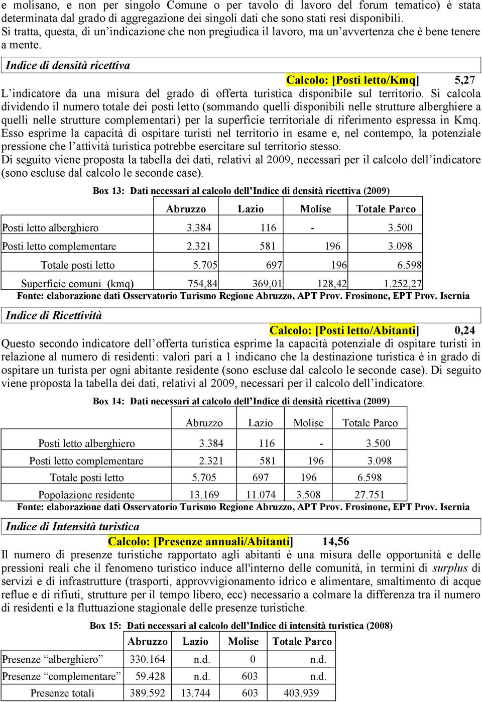 L indicatore da una misura del grado di offerta turistica disponibile sul territorio.