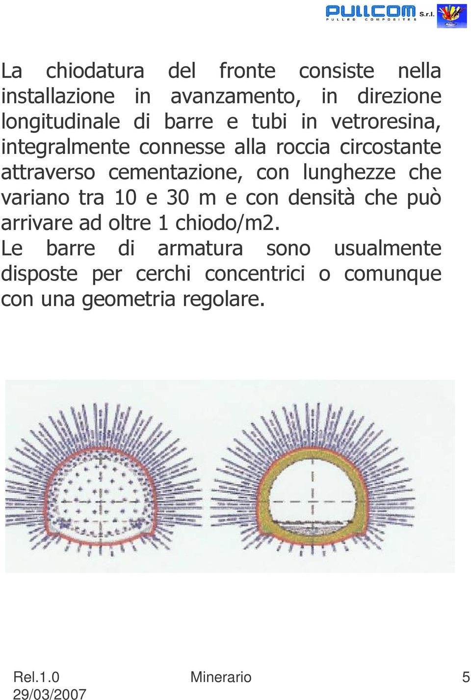 con lunghezze che variano tra 10 e 30 m e con densità che può arrivare ad oltre 1 chiodo/m2.