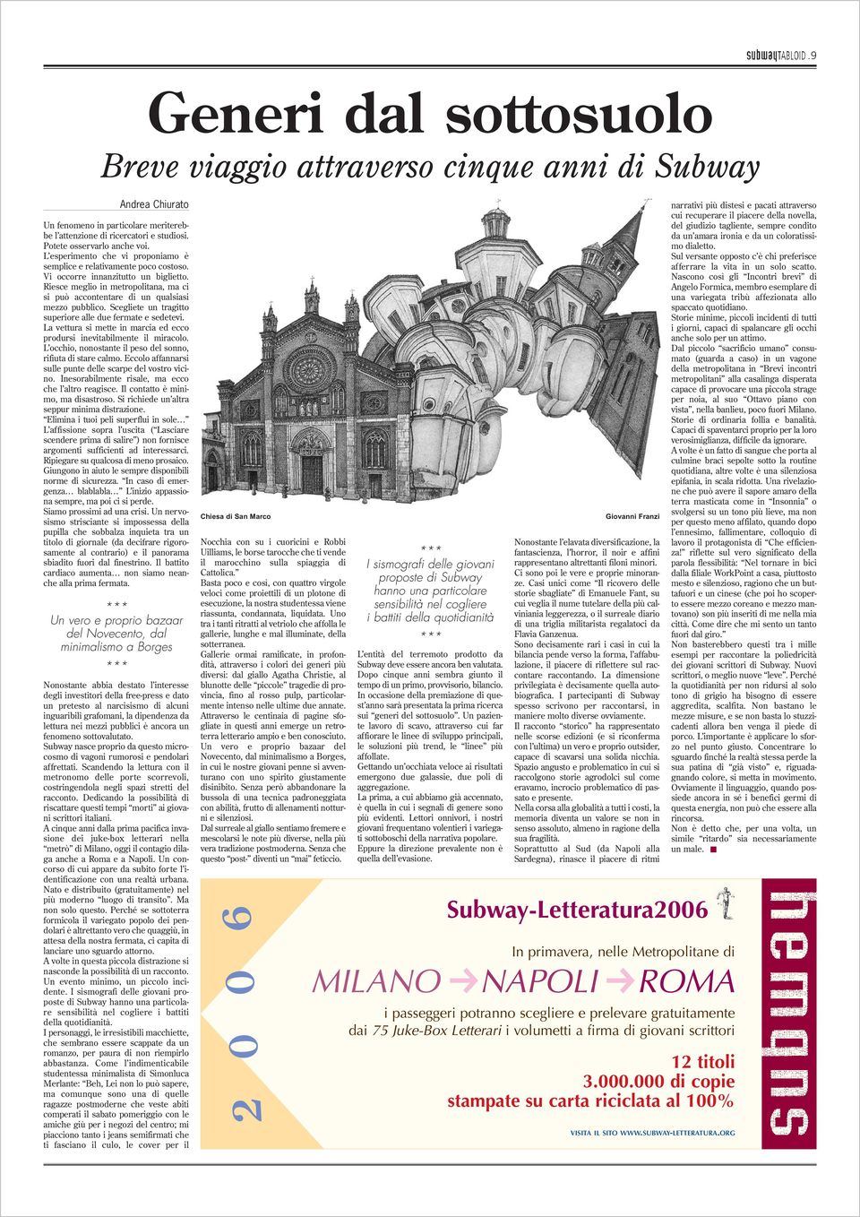 Scegliete un tragitto superiore alle due fermate e sedetevi. La vettura si mette in marcia ed ecco prodursi inevitabilmente il miracolo. L occhio, nonostante il peso del sonno, rifiuta di stare calmo.