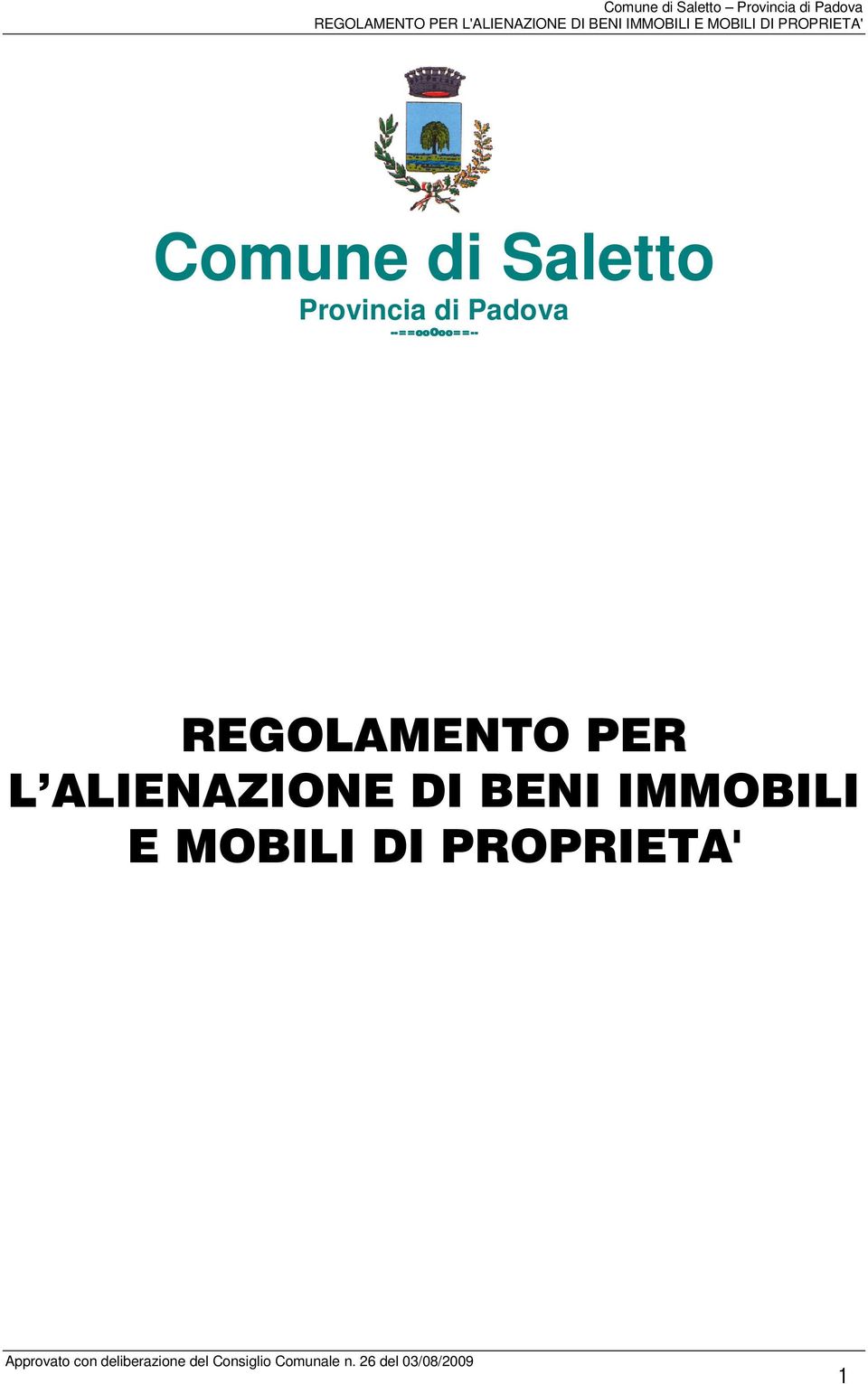 REGOLAMENTO PER L ALIENAZIONE DI