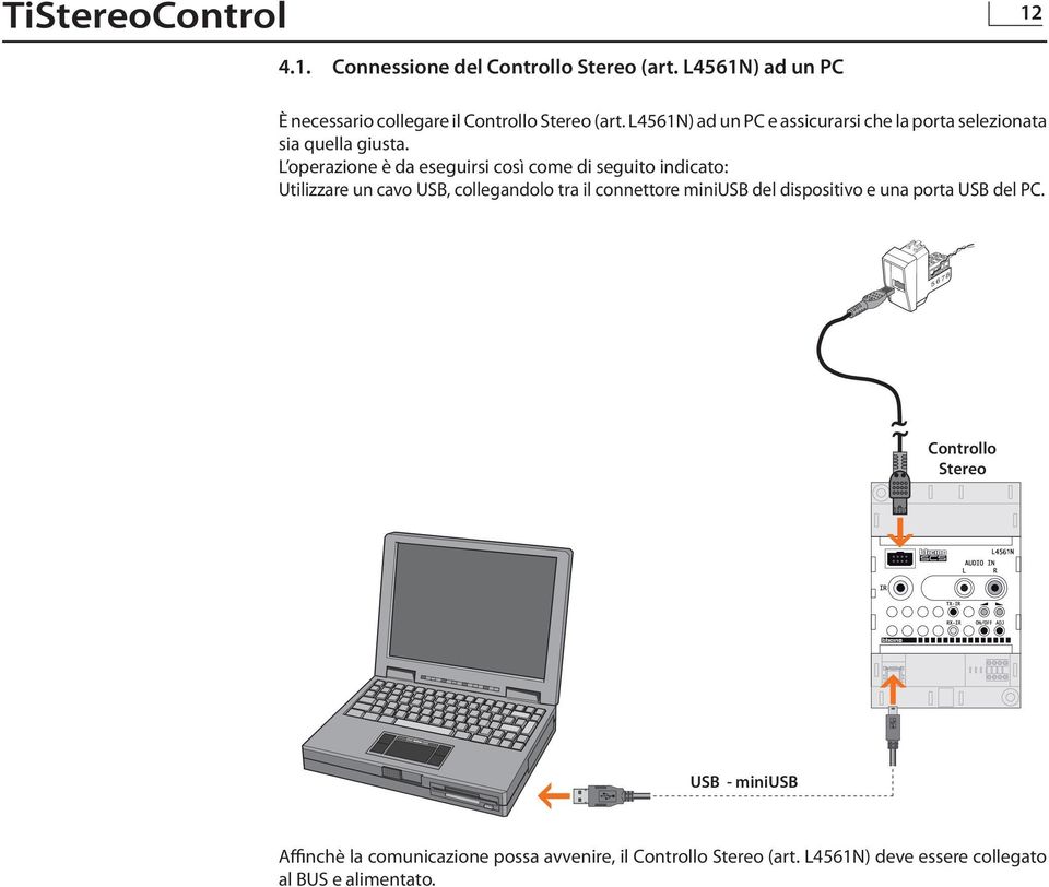 L operazione è da eseguirsi così come di seguito indicato: Utilizzare un cavo USB, collegandolo tra il connettore miniusb del