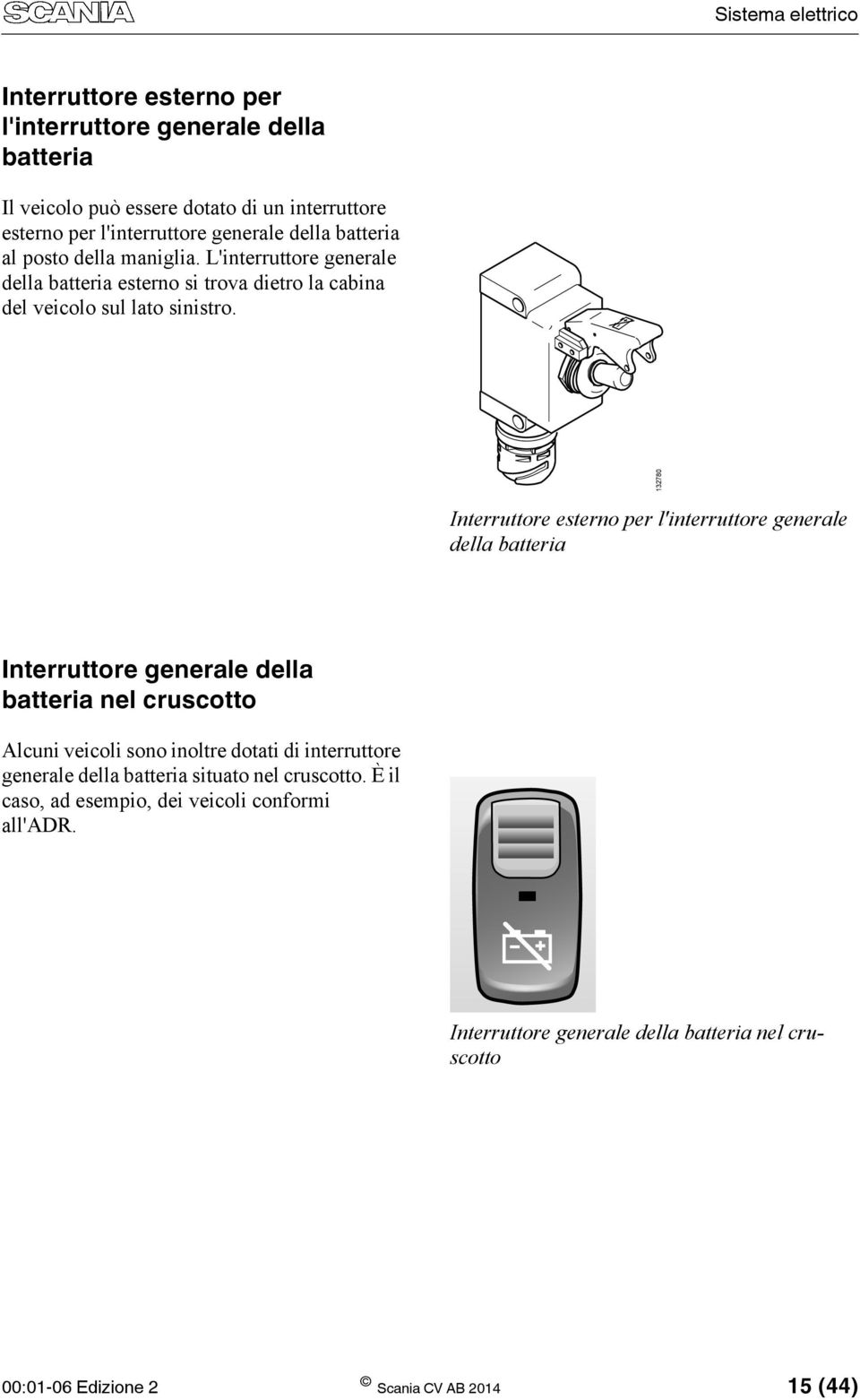 132780 Interruttore esterno per l'interruttore generale della batteria Interruttore generale della batteria nel cruscotto Alcuni veicoli sono inoltre dotati di