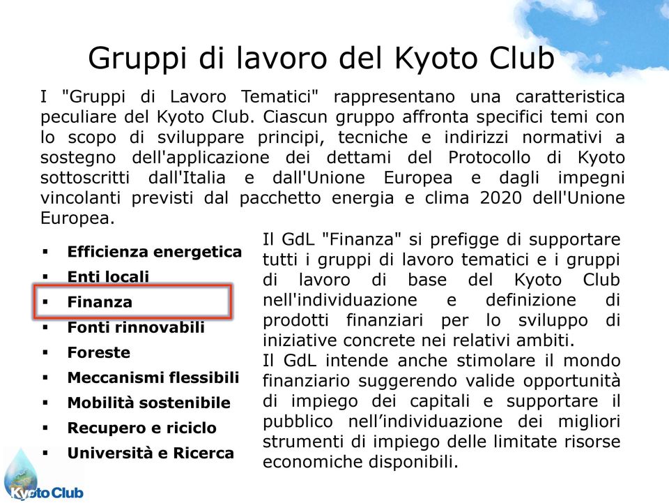 dall'unione Europea e dagli impegni vincolanti previsti dal pacchetto energia e clima 2020 dell'unione Europea.