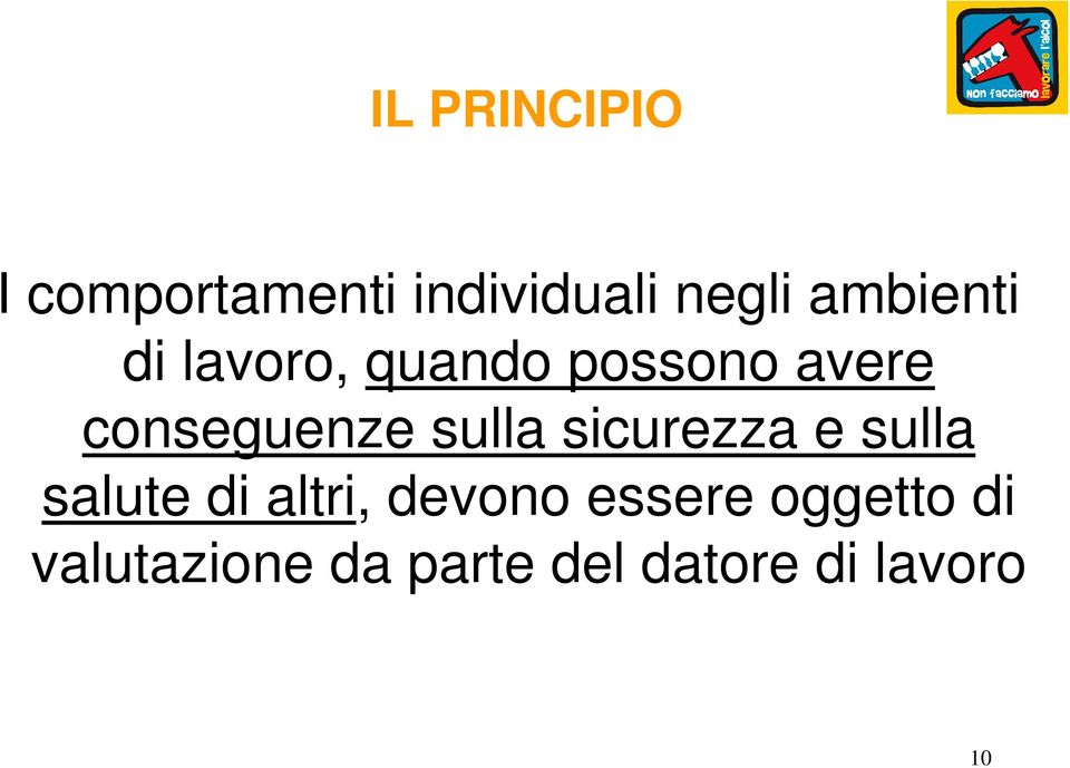 sulla sicurezza e sulla salute di altri, devono